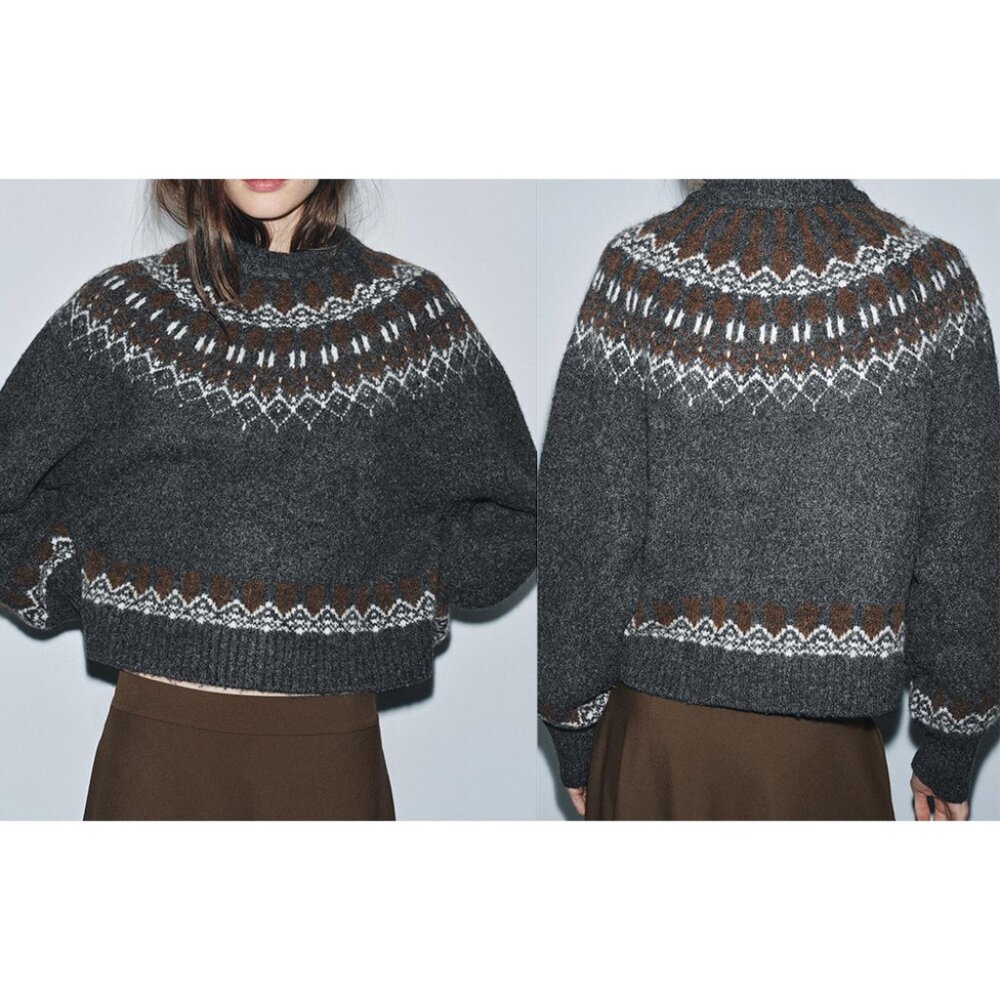 NEW ZARA Jacquard Knit Jumper 2893